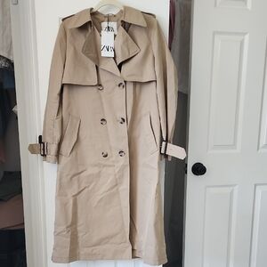 ZARA Beige Double-Breasted Trench Coat